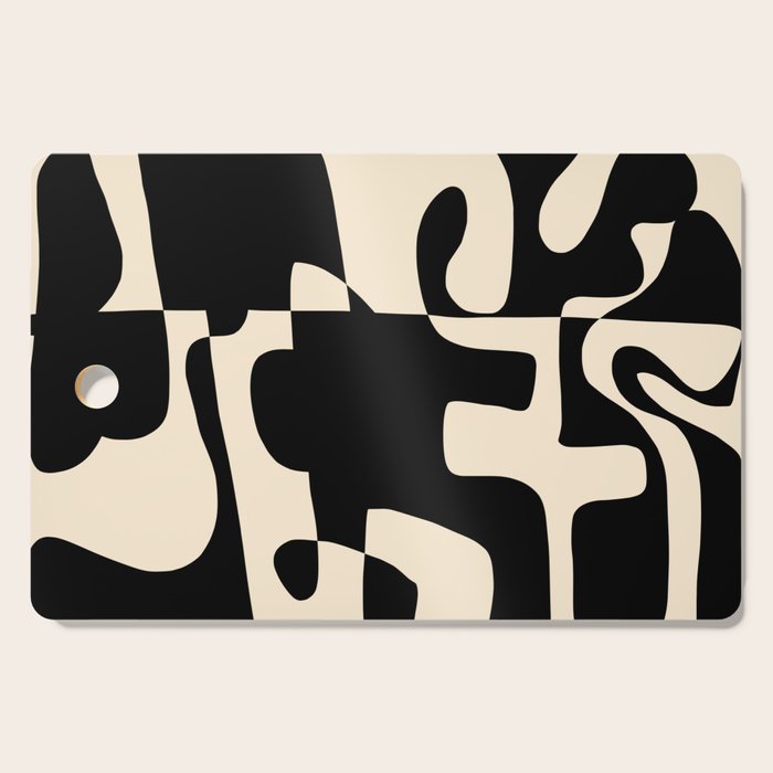 Solidarity - Minimal Abstract in Black and Cream Cutting Board Gallery Image 1