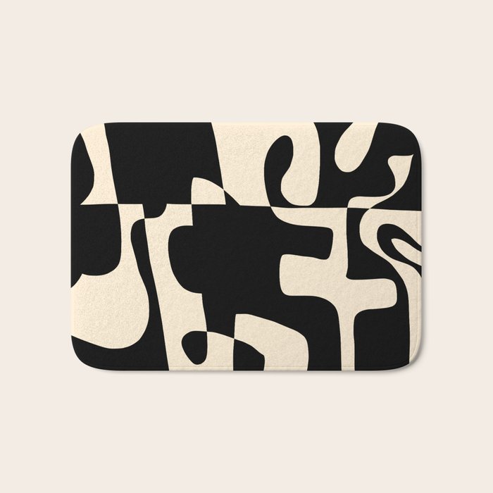 Solidarity - Minimal Abstract in Black and Cream Bath Mat Gallery Image 1