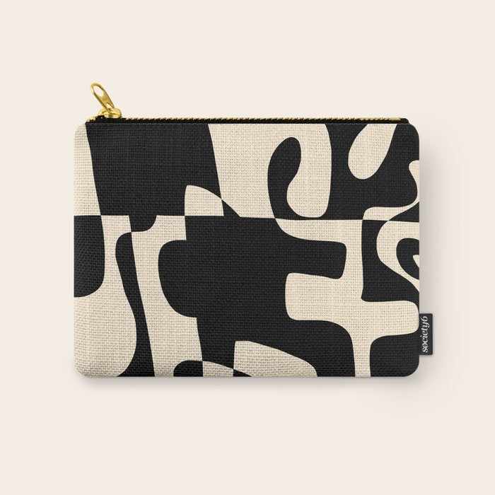 Solidarity - Minimal Abstract in Black and Cream Carry All Pouch Gallery Image 1