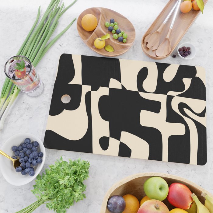 Solidarity - Minimal Abstract in Black and Cream Cutting Board Gallery Image 2