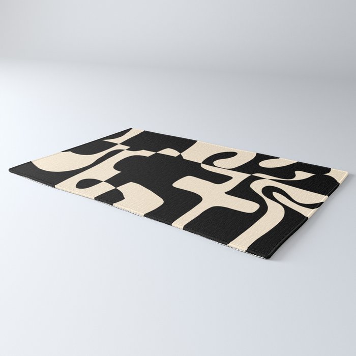 Solidarity - Minimal Abstract in Black and Cream Rug Gallery Image 3