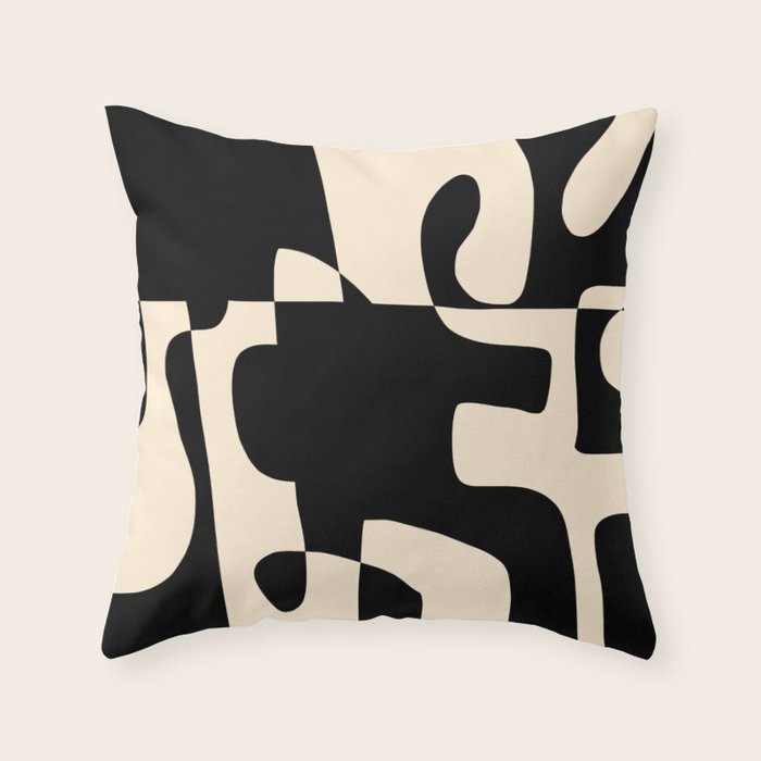 Solidarity - Minimal Abstract in Black and Cream Throw Pillow Gallery Image 6