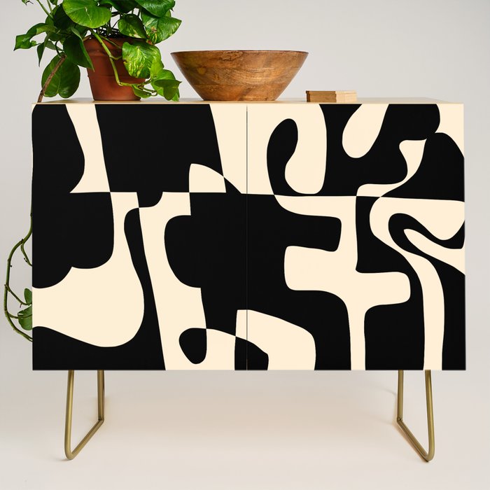 Solidarity - Minimal Abstract in Black and Cream Credenza Gallery Image 1