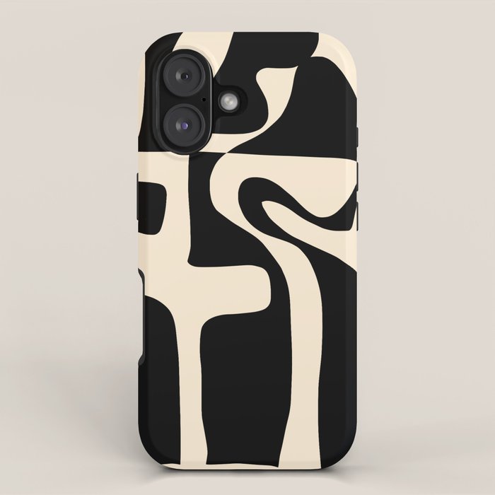 Solidarity - Minimal Abstract in Black and Cream iPhone Case Gallery Image 1