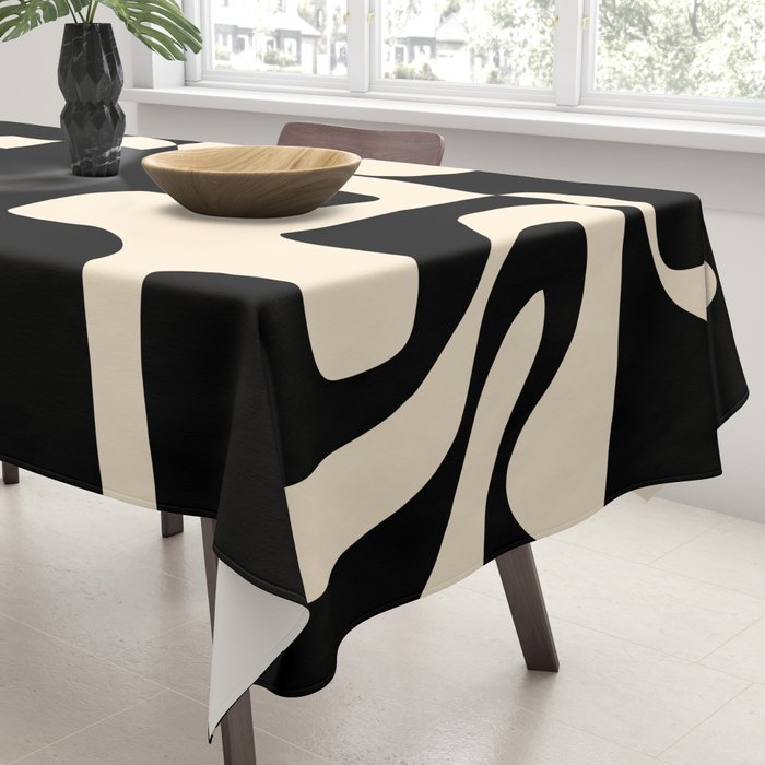 Solidarity - Minimal Abstract in Black and Cream Tablecloth Gallery Image 3