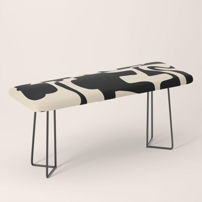 Solidarity - Minimal Abstract in Black and Cream Bench Gallery Image 1