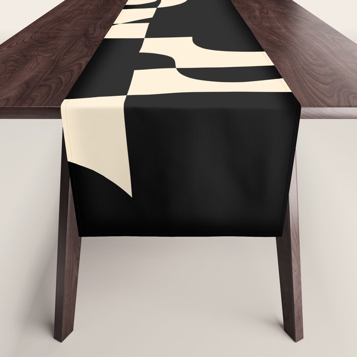 Solidarity - Minimal Abstract in Black and Cream Table Runner Gallery Image 1