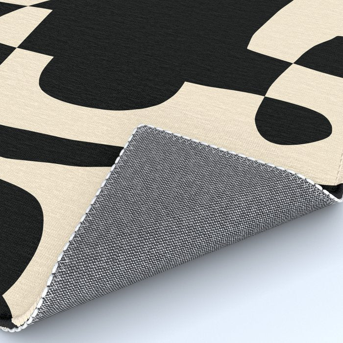 Solidarity - Minimal Abstract in Black and Cream Rug Gallery Image 4