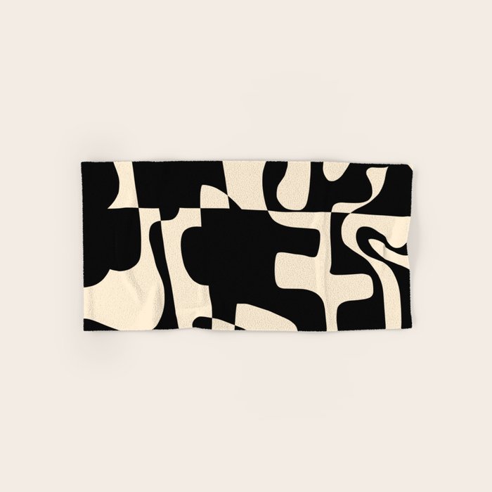 Solidarity - Minimal Abstract in Black and Cream Bath Towel Gallery Image 1