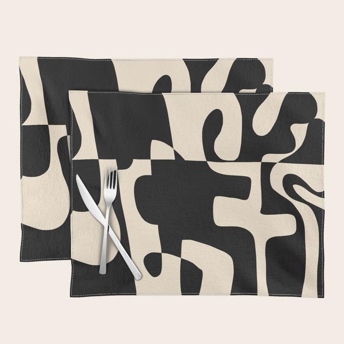 Solidarity - Minimal Abstract in Black and Cream Placemat Gallery Image 1