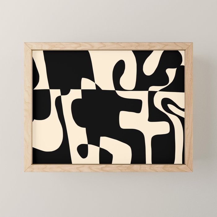 Solidarity - Minimal Abstract in Black and Cream Mini Art Print Gallery Image 1
