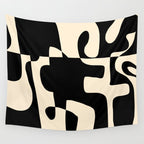 Solidarity - Minimal Abstract in Black and Cream Wall Tapestry Gallery Image 4
