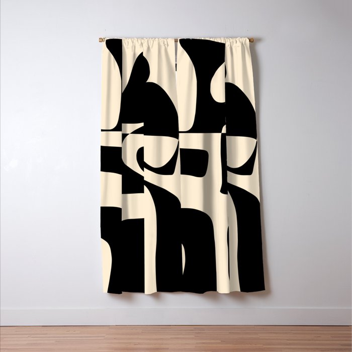 Solidarity - Minimal Abstract in Black and Cream Window Curtain Gallery Image 3