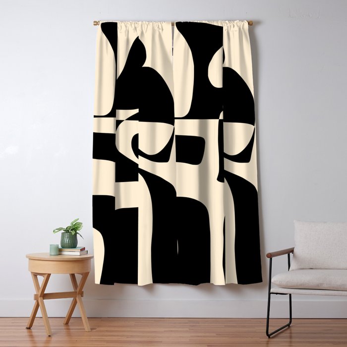 Solidarity - Minimal Abstract in Black and Cream Window Curtain Gallery Image 5
