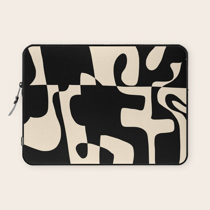 Solidarity - Minimal Abstract in Black and Cream Laptop Sleeve Gallery Image 1