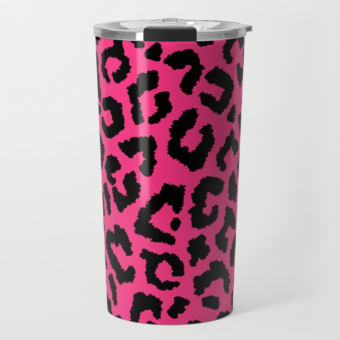 2000s leopard-black on hot pink Travel Mug Gallery Image 1