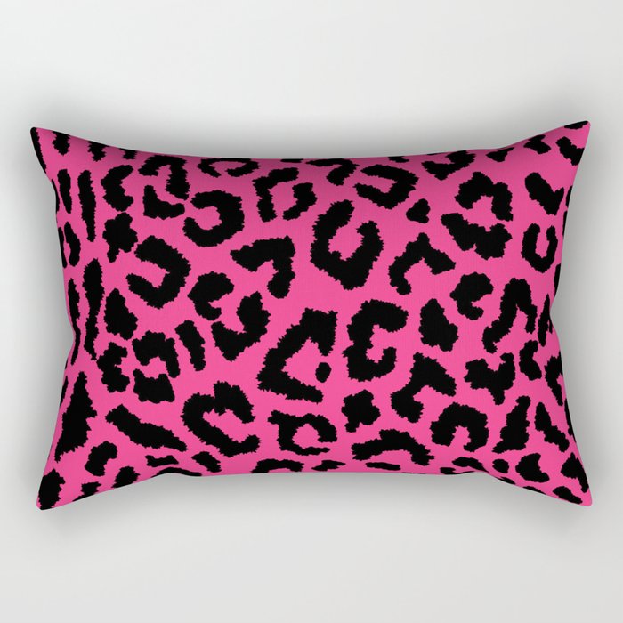 2000s leopard-black on hot pink Rectangular Pillow Gallery Image 1