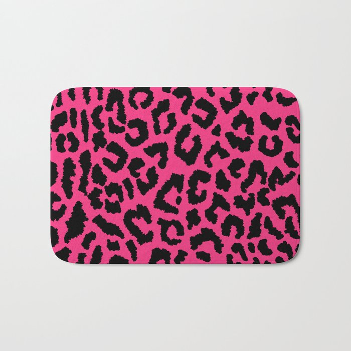 2000s leopard-black on hot pink Bath Mat Gallery Image 1