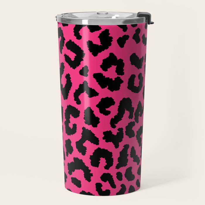 2000s leopard-black on hot pink Travel Mug Gallery Image 2
