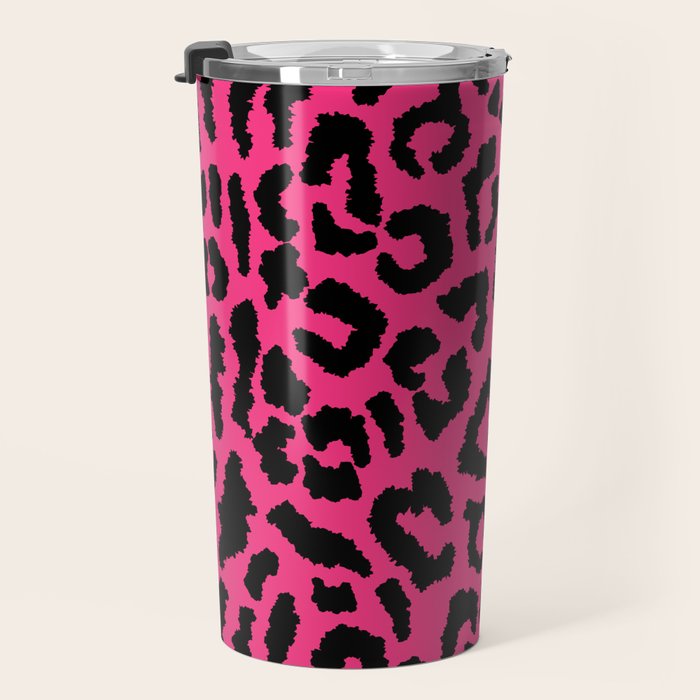 2000s leopard-black on hot pink Travel Mug Gallery Image 3