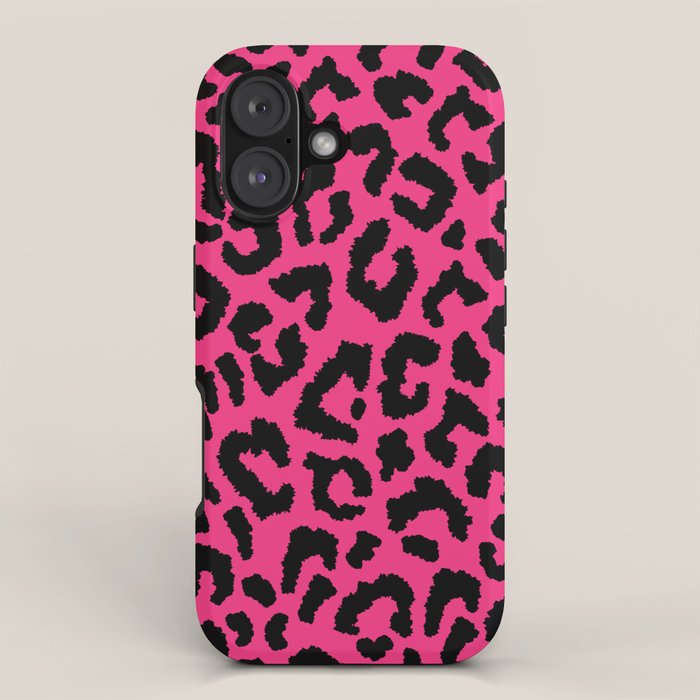 2000s leopard-black on hot pink iPhone Case Gallery Image 1
