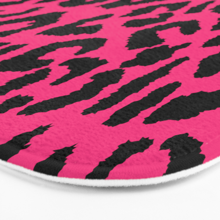 2000s leopard-black on hot pink Bath Mat Gallery Image 3