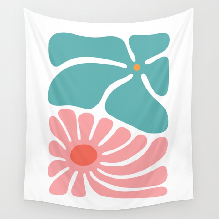 Abstract colorful vintage flower art Wall Tapestry Gallery Image 4