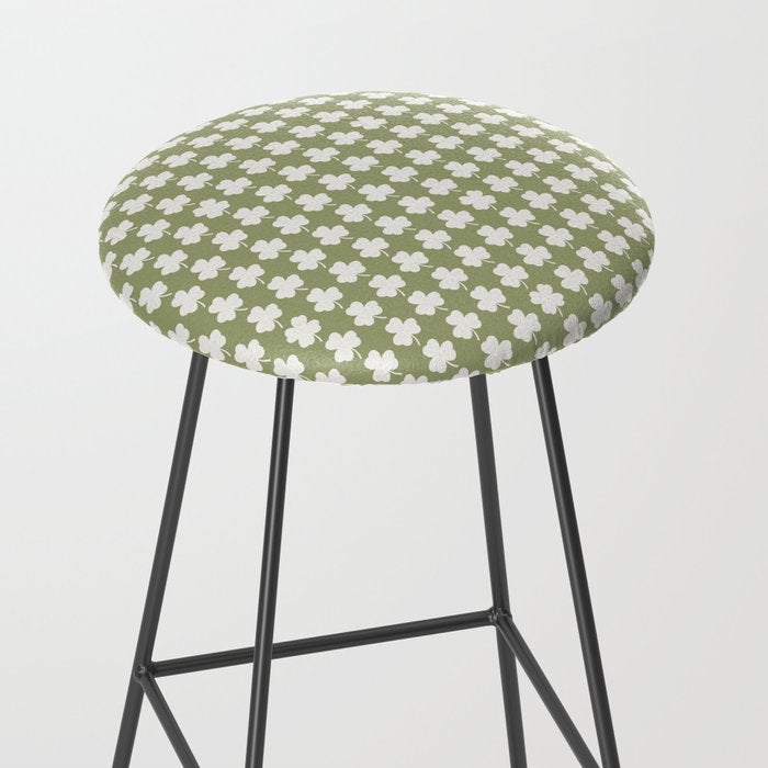 Clovers XXVIII Natural Green Botanical Pattern Stool Gallery Image 2