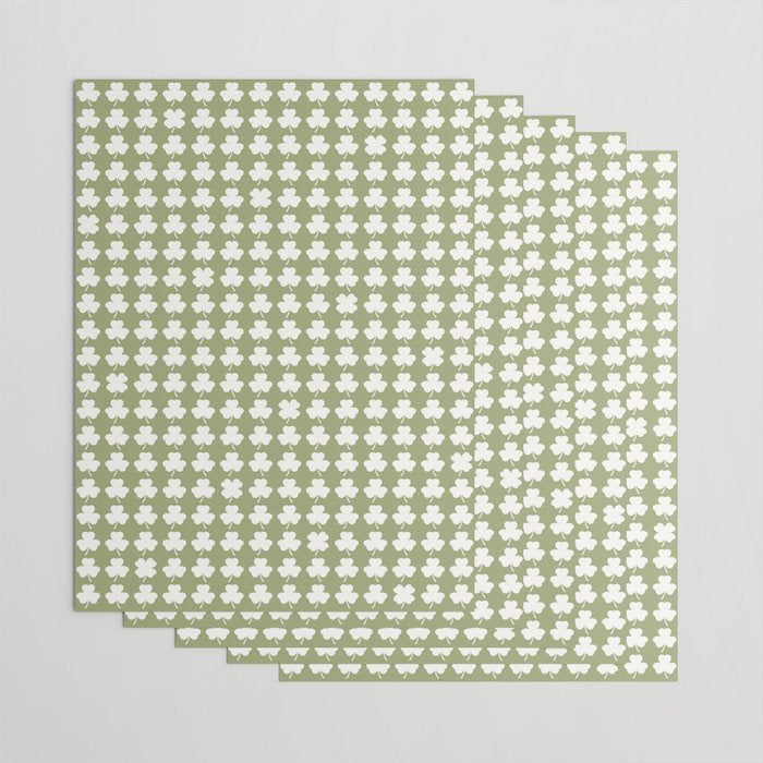 Clovers XXVIII Natural Green Botanical Pattern Wrapping Paper Gallery Image 3