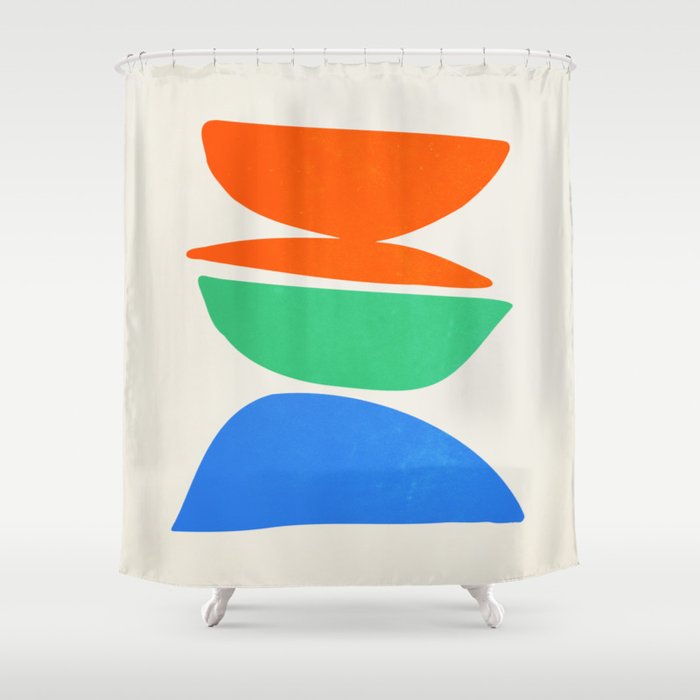 Stacked Stones: Mid Century Abstraction Shower Curtain Gallery Image 1