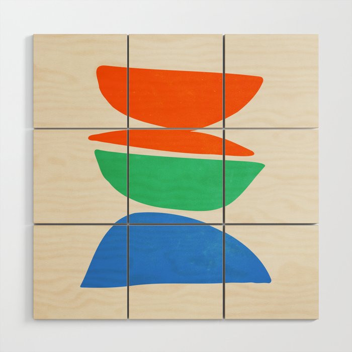 Stacked Stones: Mid Century Abstraction Wood Wall Art Gallery Image 1