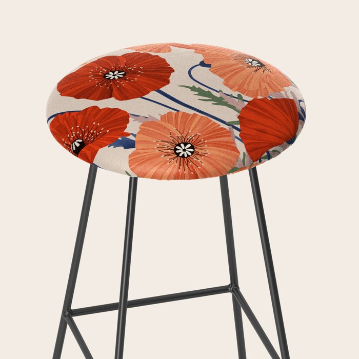 Poppies pattern Stool Gallery Image 2