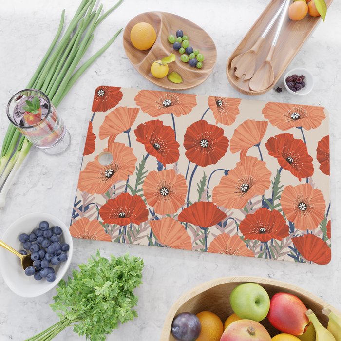 Poppies pattern Cutting Board Gallery Image 2
