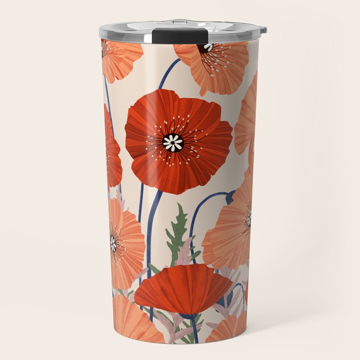 Poppies pattern Travel Mug Gallery Image 1