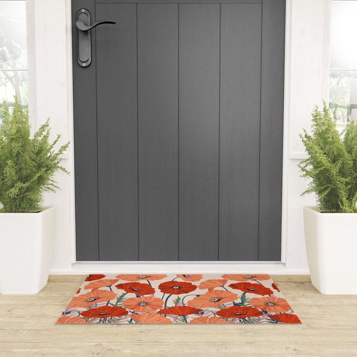 Poppies pattern Welcome Mat Gallery Image 3