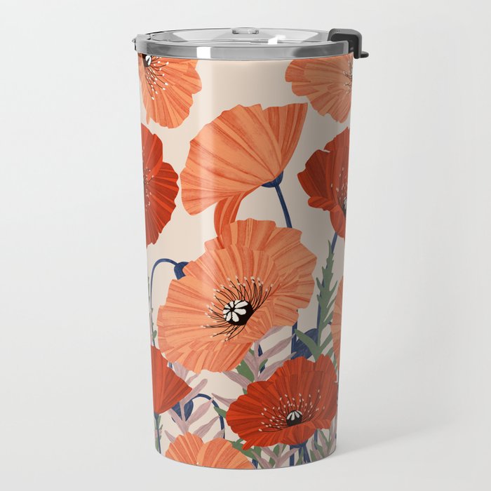 Poppies pattern Travel Mug Gallery Image 2
