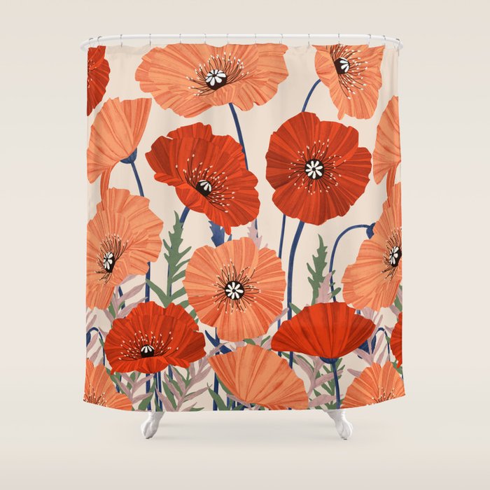 Poppies pattern Shower Curtain Gallery Image 1