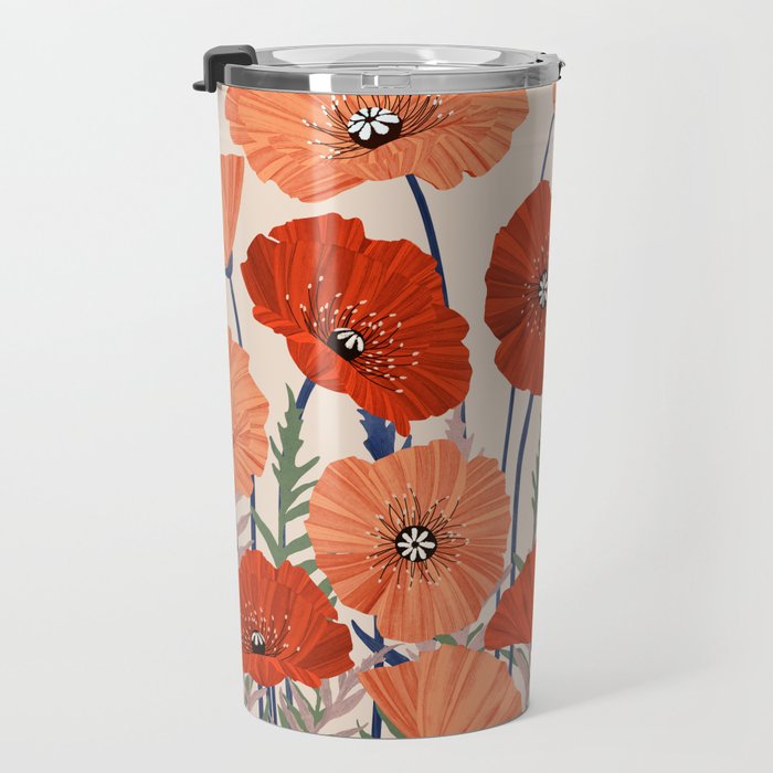 Poppies pattern Travel Mug Gallery Image 3