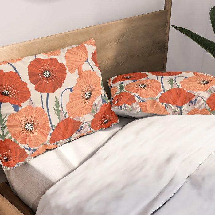 Poppies pattern Pillow Sham Gallery Image 2
