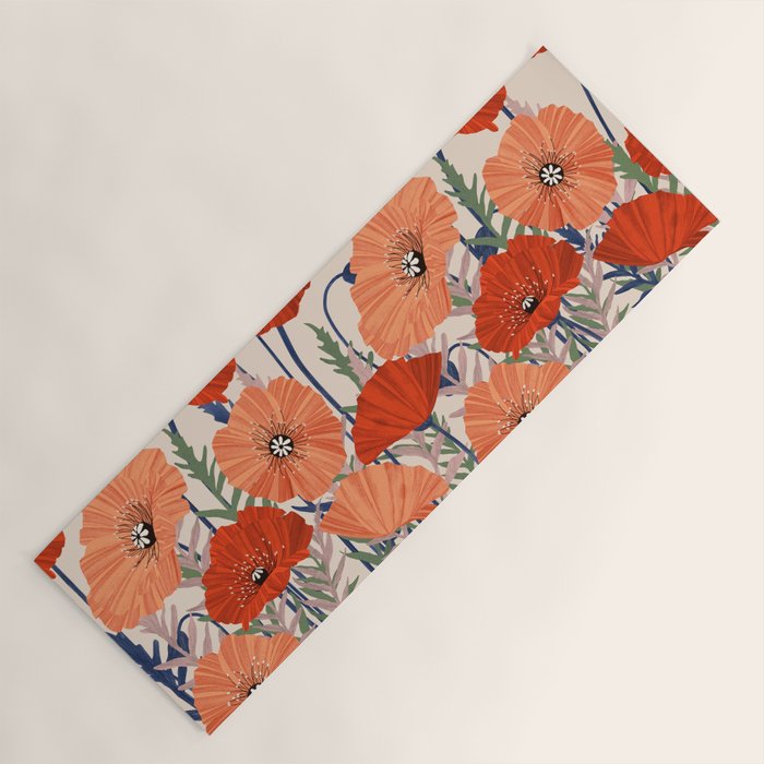 Poppies pattern Yoga Mat