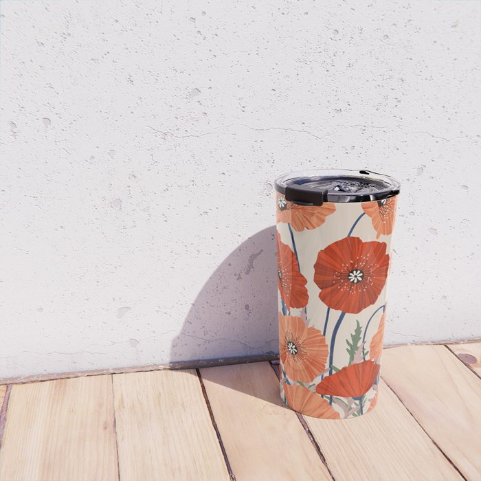 Poppies pattern Travel Mug Gallery Image 4
