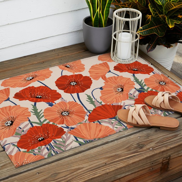 Poppies pattern Outdoor Rug Gallery Image 2