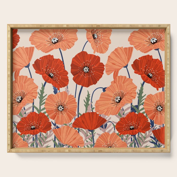 Poppies pattern Serving Tray Gallery Image 1