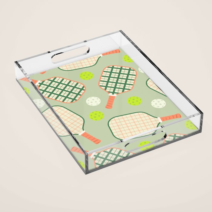 Retro Pickleball Pattern Acrylic Tray Gallery Image 1