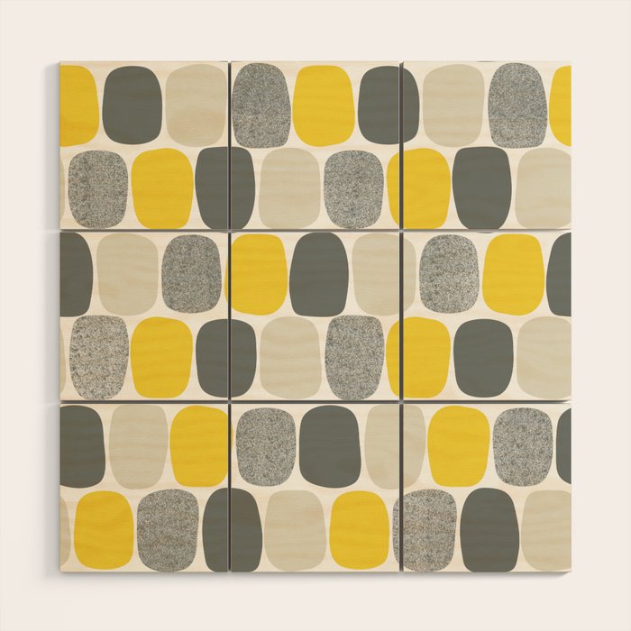 Wonky Ovals in Yellow Wood Wall Art Gallery Image 1