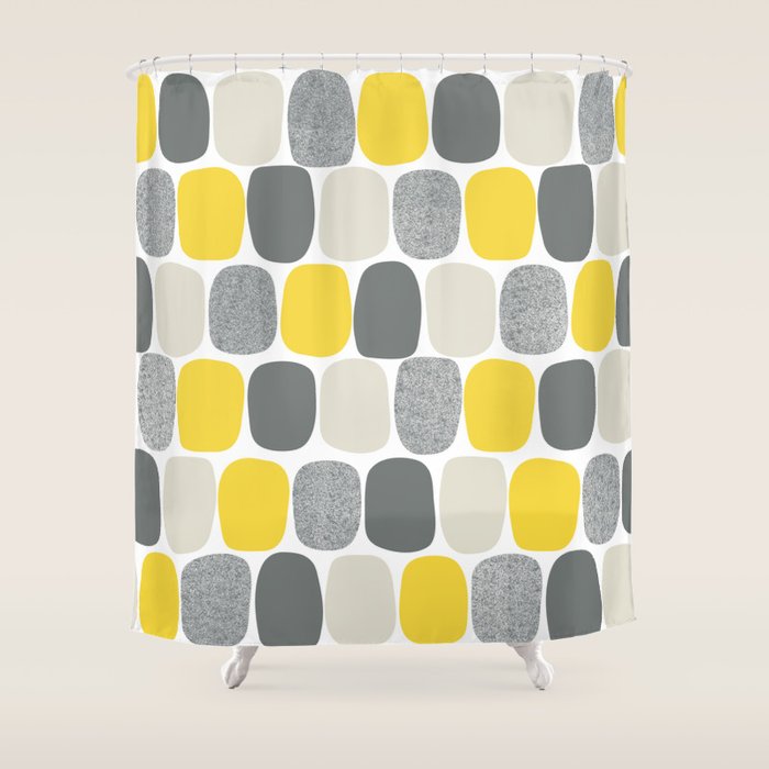 Wonky Ovals in Yellow Shower Curtain Gallery Image 1