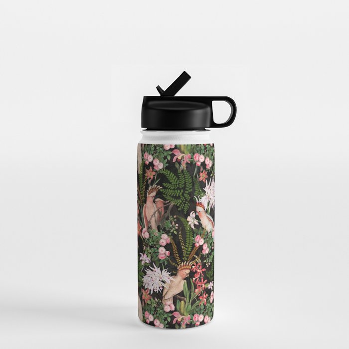 Vintage & Shabby Chic - Botanical Tropical Night Pattern  Water Bottle Gallery Image 1