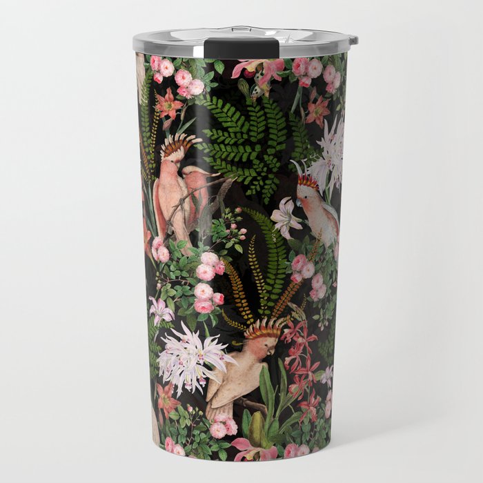 Vintage & Shabby Chic - Botanical Tropical Night Pattern  Travel Mug Gallery Image 1