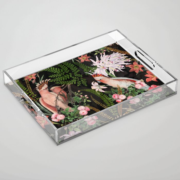 Vintage & Shabby Chic - Botanical Tropical Night Pattern  Acrylic Tray Gallery Image 1