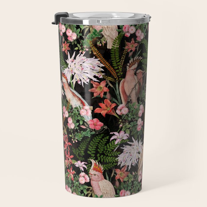 Vintage & Shabby Chic - Botanical Tropical Night Pattern  Travel Mug Gallery Image 3